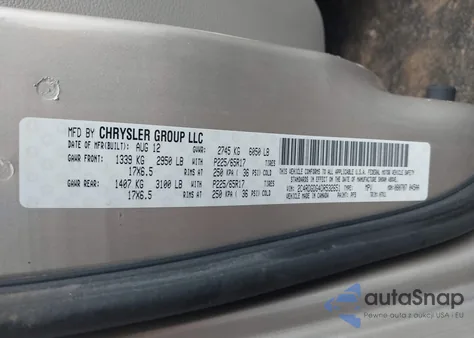 2013 Dodge Grand Caravan Crew z USA, uszkodzony, nr VIN 2C4RDGDG4DR532651